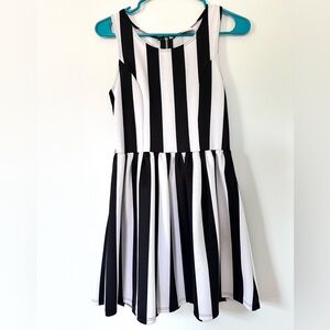 La Hearts Black and White Striped Dress skater mini fit and flare